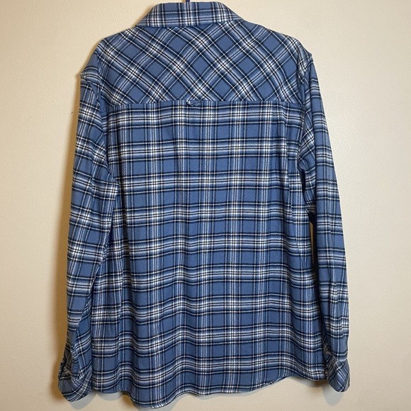 Hurley Men's XL Blue Plaid Flannel Shirt Two Pocket Button Up Heavyweight - Picture 3 of 9
